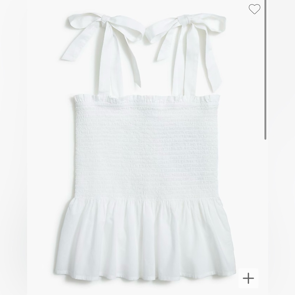 J Crew white size XS Smocked tie-shoulder tank top.
